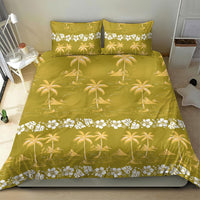 Yellow Hawaii Palm Tree Hibiscus Bedding Set Fantasy Summer Vibe LT01 - Polynesian Pride
