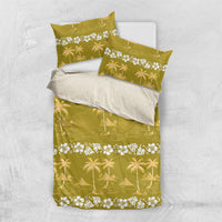 Yellow Hawaii Palm Tree Hibiscus Bedding Set Fantasy Summer Vibe LT01 US Twin 172cm x 218cm Yellow - Polynesian Pride