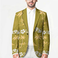 Yellow Hawaii Palm Tree Hibiscus Blazer Fantasy Summer Vibe LT01 - Polynesian Pride