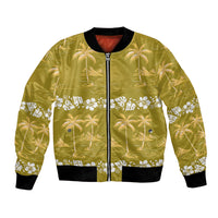 Yellow Hawaii Palm Tree Hibiscus Bomber Jacket Fantasy Summer Vibe LT01 Unisex Yellow - Polynesian Pride