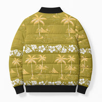 Yellow Hawaii Palm Tree Hibiscus Bomber Puffer Jacket Fantasy Summer Vibe LT01 - Polynesian Pride