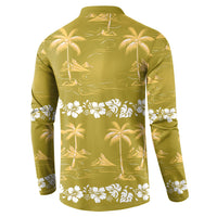 Yellow Hawaii Palm Tree Hibiscus Button Sweatshirt Fantasy Summer Vibe LT01 - Polynesian Pride