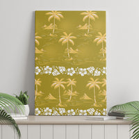 Yellow Hawaii Palm Tree Hibiscus Canvas Wall Art Fantasy Summer Vibe LT01 - Polynesian Pride