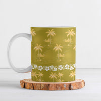 Yellow Hawaii Palm Tree Hibiscus Ceramic Mug Fantasy Summer Vibe LT01 Yellow - Polynesian Pride