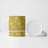 Yellow Hawaii Palm Tree Hibiscus Ceramic Mug Fantasy Summer Vibe LT01 - Polynesian Pride