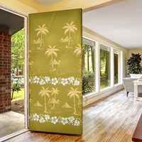 Yellow Hawaii Palm Tree Hibiscus Door Cover Fantasy Summer Vibe LT01 - Polynesian Pride