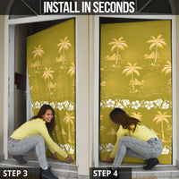 Yellow Hawaii Palm Tree Hibiscus Door Cover Fantasy Summer Vibe LT01 - Polynesian Pride