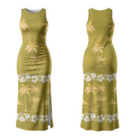 Yellow Hawaii Palm Tree Hibiscus Family Matching Tank Maxi Dress and Hawaiian Shirt Fantasy Summer Vibe LT01 Mom's Dress Yellow - Polynesian Pride