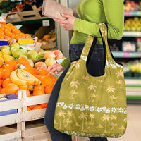 Yellow Hawaii Palm Tree Hibiscus Grocery Bag Fantasy Summer Vibe LT01 - Polynesian Pride
