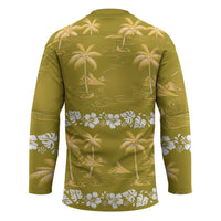 Yellow Hawaii Palm Tree Hibiscus Hockey Jersey Fantasy Summer Vibe LT01 - Polynesian Pride