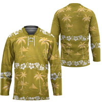 Yellow Hawaii Palm Tree Hibiscus Hockey Jersey Fantasy Summer Vibe LT01 - Polynesian Pride