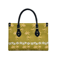 Yellow Hawaii Palm Tree Hibiscus Leather Bag Fantasy Summer Vibe LT01 - Polynesian Pride