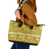 Yellow Hawaii Palm Tree Hibiscus Leather Tote Bag Fantasy Summer Vibe LT01 Yellow - Polynesian Pride