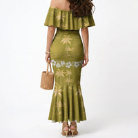 Yellow Hawaii Palm Tree Hibiscus Mermaid Dress Fantasy Summer Vibe LT01 - Polynesian Pride