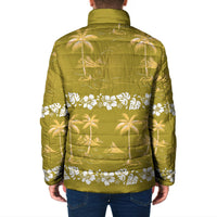 Yellow Hawaii Palm Tree Hibiscus Padded Jacket Fantasy Summer Vibe LT01 - Polynesian Pride