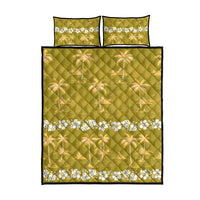 Yellow Hawaii Palm Tree Hibiscus Quilt Bed Set Fantasy Summer Vibe LT01 - Polynesian Pride