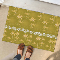 Yellow Hawaii Palm Tree Hibiscus Rubber Doormat Fantasy Summer Vibe LT01 - Polynesian Pride