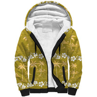 Yellow Hawaii Palm Tree Hibiscus Sherpa Hoodie Fantasy Summer Vibe LT01 Unisex Yellow - Polynesian Pride