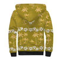 Yellow Hawaii Palm Tree Hibiscus Sherpa Hoodie Fantasy Summer Vibe LT01 - Polynesian Pride