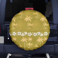 Yellow Hawaii Palm Tree Hibiscus Spare Tire Cover Fantasy Summer Vibe LT01 No hole Yellow - Polynesian Pride