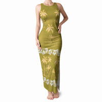 Yellow Hawaii Palm Tree Hibiscus Tank Maxi Dress Fantasy Summer Vibe LT01 Women Yellow - Polynesian Pride