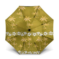 Yellow Hawaii Palm Tree Hibiscus Umbrella Fantasy Summer Vibe LT01 One Size Folded 11.42 inch Opened Diameter 37.4 inch Yellow - Polynesian Pride