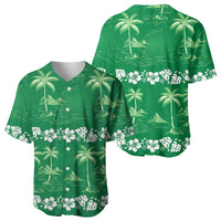 Green Hawaii Palm Tree Hibiscus Baseball Jersey Fantasy Summer Vibe LT01 - Polynesian Pride