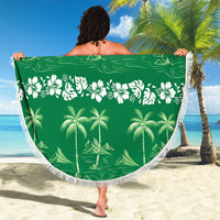 Green Hawaii Palm Tree Hibiscus Beach Blanket Fantasy Summer Vibe LT01 - Polynesian Pride