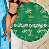 Green Hawaii Palm Tree Hibiscus Beach Blanket Fantasy Summer Vibe LT01 - Polynesian Pride
