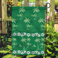 Green Hawaii Palm Tree Hibiscus Garden Flag Fantasy Summer Vibe LT01 Garden Flag Green - Polynesian Pride