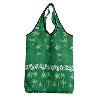 Green Hawaii Palm Tree Hibiscus Grocery Bag Fantasy Summer Vibe