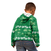 Green Hawaii Palm Tree Hibiscus Kid Hoodie Fantasy Summer Vibe LT01 - Polynesian Pride
