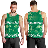 Green Hawaii Palm Tree Hibiscus Men Tank Top Fantasy Summer Vibe LT01 - Polynesian Pride