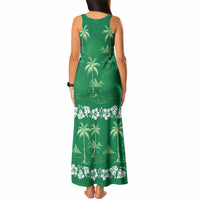 Green Hawaii Palm Tree Hibiscus Tank Maxi Dress Fantasy Summer Vibe LT01 - Polynesian Pride
