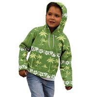 Olive Green Hawaii Palm Tree Hibiscus Kid Hoodie Fantasy Summer Vibe LT01 - Polynesian Pride