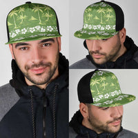 Olive Green Hawaii Palm Tree Hibiscus Mesh Trucker Cap Fantasy Summer Vibe LT01 - Polynesian Pride