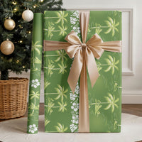 Olive Green Hawaii Palm Tree Hibiscus Wrapping Paper Fantasy Summer Vibe LT01 - Polynesian Pride