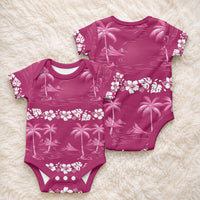 Pink Hawaii Palm Tree Hibiscus Baby Onesie Fantasy Summer Vibe