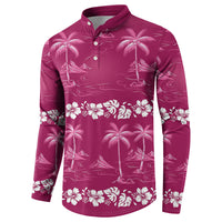Pink Hawaii Palm Tree Hibiscus Button Sweatshirt Fantasy Summer Vibe LT01 - Polynesian Pride