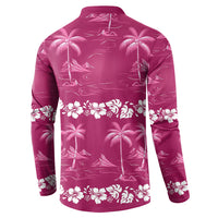 Pink Hawaii Palm Tree Hibiscus Button Sweatshirt Fantasy Summer Vibe LT01 - Polynesian Pride