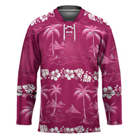 Pink Hawaii Palm Tree Hibiscus Hockey Jersey Fantasy Summer Vibe LT01 Unisex Pink - Polynesian Pride