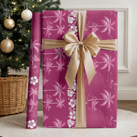 Pink Hawaii Palm Tree Hibiscus Wrapping Paper Fantasy Summer Vibe LT01 - Polynesian Pride
