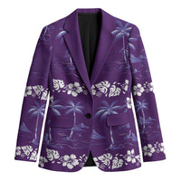 Purple Hawaii Palm Tree Hibiscus Blazer Fantasy Summer Vibe LT01 Unisex Purple - Polynesian Pride