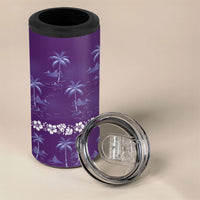 Purple Hawaii Palm Tree Hibiscus 4 in 1 Can Cooler Tumbler Fantasy Summer Vibe LT01 - Polynesian Pride
