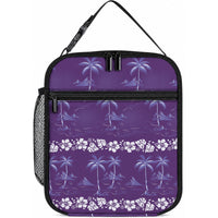 Purple Hawaii Palm Tree Hibiscus Lunch Bag Fantasy Summer Vibe