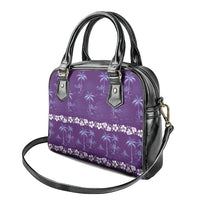 Purple Hawaii Palm Tree Hibiscus Shoulder Handbag Fantasy Summer Vibe