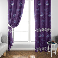 Purple Hawaii Palm Tree Hibiscus Window Curtain Fantasy Summer Vibe