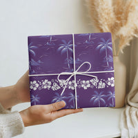 Purple Hawaii Palm Tree Hibiscus Wrapping Paper Fantasy Summer Vibe LT01 - Polynesian Pride