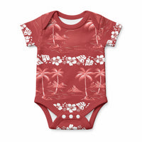 Red Hawaii Palm Tree Hibiscus Baby Onesie Fantasy Summer Vibe