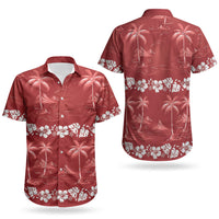 Red Hawaii Palm Tree Hibiscus Couples Matching Summer Maxi Dress and Hawaiian Shirt Fantasy Summer Vibe